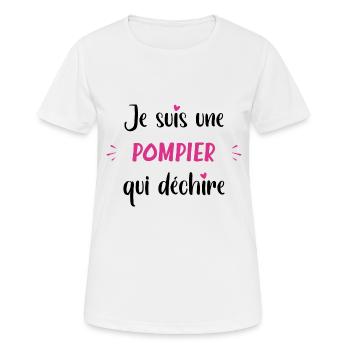 Je suis une pompier qui déchire - T-shirt respirant Femme - blanc - Devant - AI Model Female 172 dark (172cm)