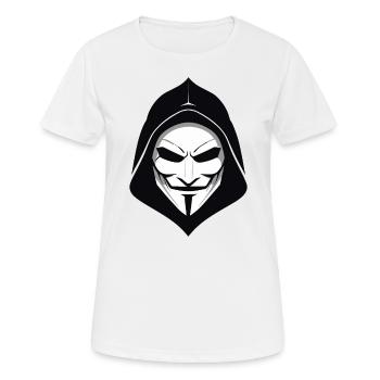 Anonymous Maske - Frauen T-Shirt atmungsaktiv - Weiß - Vorne - AI Model Female 172 dark (172cm)