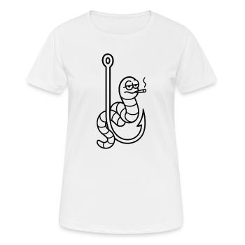 Cooler Wurm mit Zigarette - Frauen T-Shirt atmungsaktiv - Weiß - Vorne - AI Model Female 172 dark (172cm)