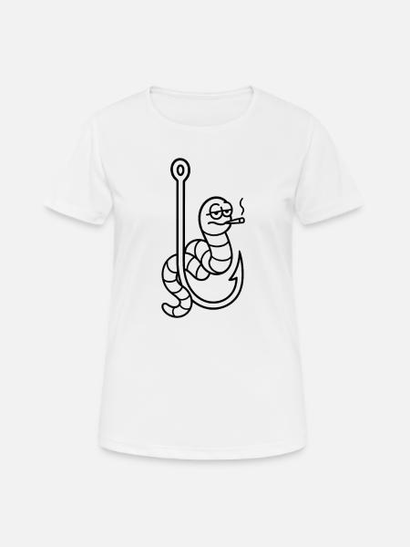 Cooler Wurm mit Zigarette - Frauen T-Shirt atmungsaktiv - Weiß