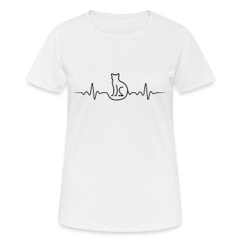 CATS HEARTBEAT BLACK CAT CAT LOVER - Women's Breathable T-Shirt - white - Front - AI Model Female 172 dark (172cm)