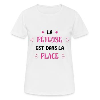La PéTEUSE est dans la place - T-shirt respirant Femme - blanc - Devant - AI Model Female 172 dark (172cm)