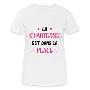 La chanteuse est dans la place - T-shirt respirant Femme - blanc - Devant - AI Model Female 172 dark (172cm)