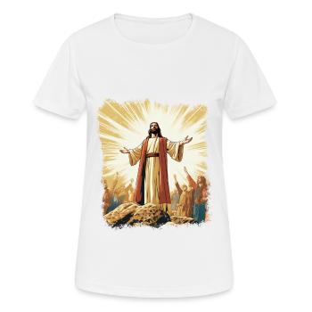 esus In Herrlicher Auferstehung Mit Gläubigen - Frauen T-Shirt atmungsaktiv - Weiß - Vorne - AI Model Female 172 dark (172cm)