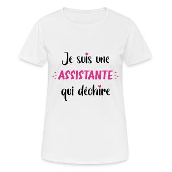 Je suis une assistante qui déchire - T-shirt respirant Femme - blanc - Devant - AI Model Female 172 dark (172cm)