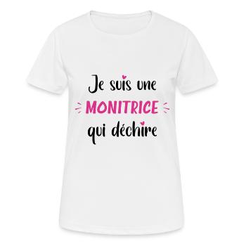 Je suis une monitrice qui déchire - T-shirt respirant Femme - blanc - Devant - AI Model Female 172 dark (172cm)