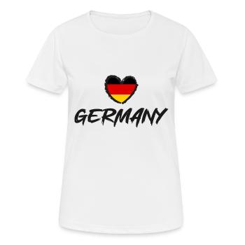 I Love Germany Deutschlandflagge Herz - Frauen T-Shirt atmungsaktiv - Weiß - Vorne - AI Model Female 172 dark (172cm)