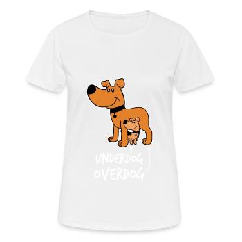 underdog overdog Hund dog Hundewelpen Geschenk - Frauen T-Shirt atmungsaktiv - Weiß - Vorne - AI Model Female 172 dark (172cm)