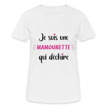 Je suis une mamounette qui déchire - T-shirt respirant Femme - blanc - Devant - AI Model Female 172 dark (172cm)