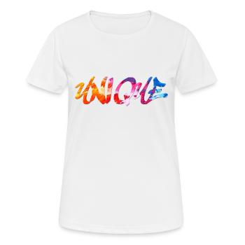 Unique Schriftzug bunt - Frauen T-Shirt atmungsaktiv - Weiß - Vorne - AI Model Female 172 dark (172cm)