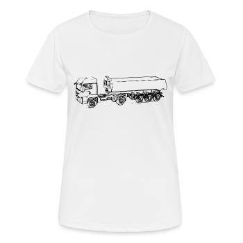 Dump truck semitrailer tipper trough - Women's Breathable T-Shirt - white - Front - AI Model Female 172 dark (172cm)