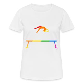 Turnen am Regenbogen Schwebebalken - Frauen T-Shirt atmungsaktiv - Weiß - Vorne - AI Model Female 172 dark (172cm)
