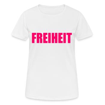 FREIHEIT - Frauen T-Shirt atmungsaktiv - Weiß - Vorne - AI Model Female 172 dark (172cm)