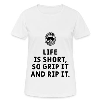 Motocross - Life is short! - Frauen T-Shirt atmungsaktiv - Weiß - Vorne - AI Model Female 172 dark (172cm)