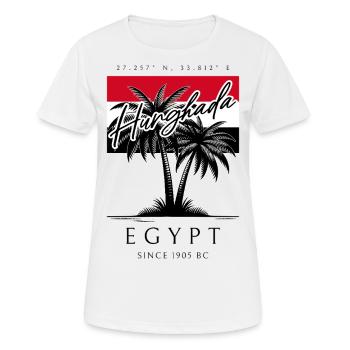 Hurghada Palmen Flagge Reise Souvenir - Frauen T-Shirt atmungsaktiv - Weiß - Vorne - AI Model Female 172 dark (172cm)