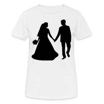 Hochzeit Brautpaar Geschenk Just Married Bunt Ehe - Frauen T-Shirt atmungsaktiv - Weiß - Vorne - AI Model Female 172 dark (172cm)