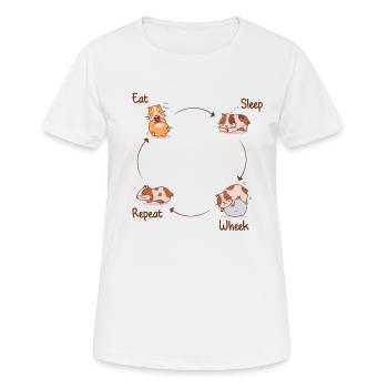 Eat, Sleep, Wheek, Repeat - Cobayes - T-shirt respirant Femme - blanc - Devant - AI Model Female 172 dark (172cm)