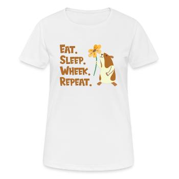 Eat, Sleep, Wheek, Repeat - Cobayes - T-shirt respirant Femme - blanc - Devant - AI Model Female 172 dark (172cm)