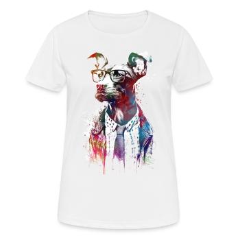 Chien hipster art graphique #dog - T-shirt respirant Femme - blanc - Devant - AI Model Female 172 dark (172cm)