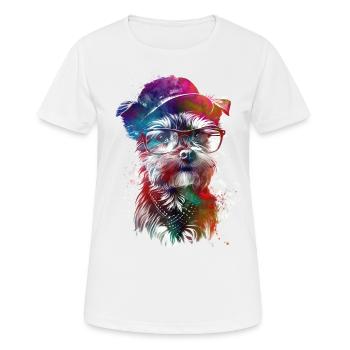 Chien hipster art graphique #dog - T-shirt respirant Femme - blanc - Devant - AI Model Female 172 dark (172cm)