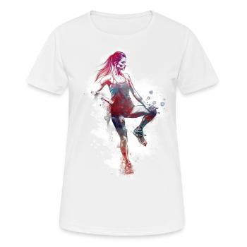 Fitness sport #fitness - Women's Breathable T-Shirt - white - Front - AI Model Female 172 dark (172cm)