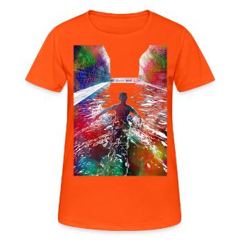 Swimming sport art #swimmer #sport - Women's Breathable T-Shirt - neon orange - Front - AI Model Female 172 dark (172cm)