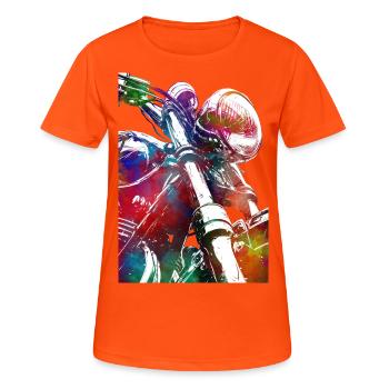 #motor #sport de course automobile - T-shirt respirant Femme - orange néon - Devant - AI Model Female 172 dark (172cm)