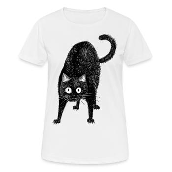 Schwarze Katze - Frauen T-Shirt atmungsaktiv - Weiß - Vorne - AI Model Female 172 dark (172cm)