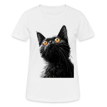 Black cat Peter - Women's Breathable T-Shirt - white - Front - AI Model Female 172 dark (172cm)