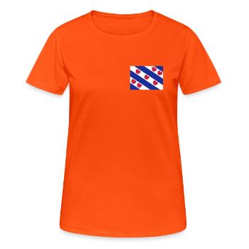 Flag of Friesland - Women's Breathable T-Shirt - neon orange - Front - AI Model Female 172 dark (172cm)