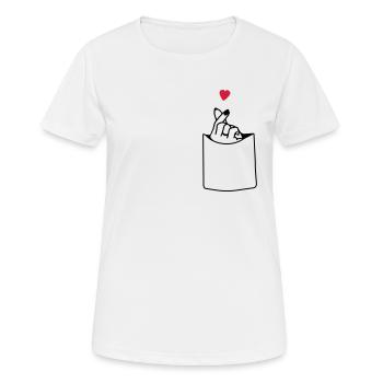 Poche main et coeur - T-shirt respirant Femme - blanc - Devant - AI Model Female 172 dark (172cm)