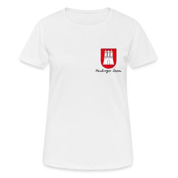 Bronko55 No.21 – Hamburger Deern - Frauen T-Shirt atmungsaktiv - Weiß - Vorne - AI Model Female 172 dark (172cm)