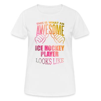 Eishockey Eishockey Eishockey Eishockey - Frauen T-Shirt atmungsaktiv - Weiß - Vorne - AI Model Female 172 dark (172cm)