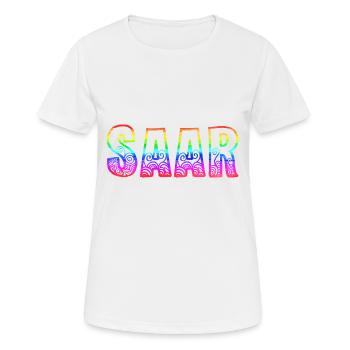 saar rs regenbogen - Frauen T-Shirt atmungsaktiv - Weiß - Vorne - AI Model Female 172 dark (172cm)