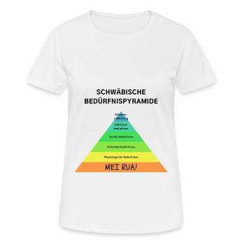 Schwäbische Bedürfnispyramide - Lustig Schwaben - Frauen T-Shirt atmungsaktiv - Weiß - Vorne - AI Model Female 172 dark (172cm)