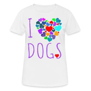I LOVE DOGS VINTAGE - Frauen T-Shirt atmungsaktiv - Weiß - Vorne - AI Model Female 172 dark (172cm)