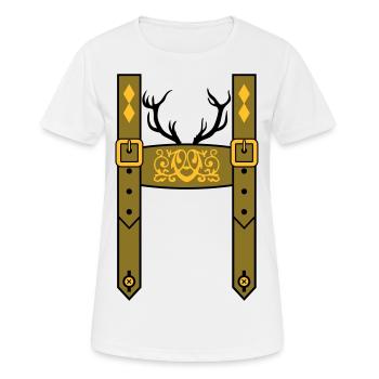 Lederhose Bayern Wiesn Hirsch - Frauen T-Shirt atmungsaktiv - Weiß - Vorne - AI Model Female 172 dark (172cm)