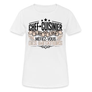 Cuisinier cadeau Cuisinier le vrai Cuisinier - T-shirt respirant Femme - blanc - Devant - AI Model Female 172 dark (172cm)