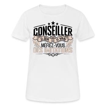 Conseiller cadeau Conseiller le vrai Conseiller - T-shirt respirant Femme - blanc - Devant - AI Model Female 172 dark (172cm)