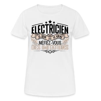 Électricien cadeau Électricien le vrai Électricien - T-shirt respirant Femme - blanc - Devant - AI Model Female 172 dark (172cm)