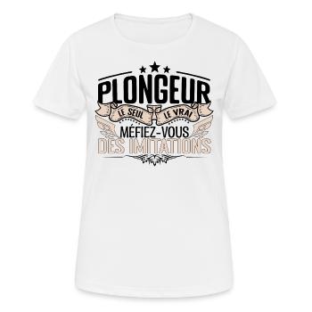 Plongeur cadeau Plongeur le vrai Plongeur - T-shirt respirant Femme - blanc - Devant - AI Model Female 172 dark (172cm)