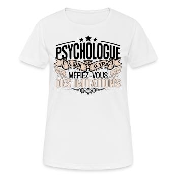 Psychologue cadeau Psychologue le vrai Psychologue - T-shirt respirant Femme - blanc - Devant - AI Model Female 172 dark (172cm)