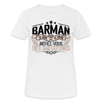 Barman cadeau Barman le vrai Barman - T-shirt respirant Femme - blanc - Devant - AI Model Female 172 dark (172cm)