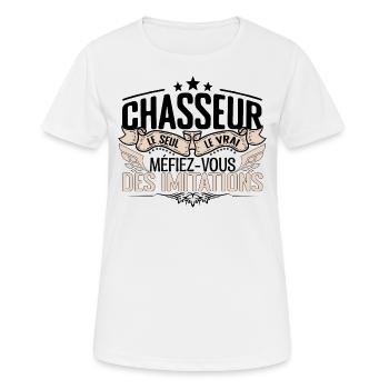Chasseur cadeau Chasseur le vrai Chasseur - T-shirt respirant Femme - blanc - Devant - AI Model Female 172 dark (172cm)