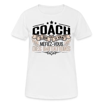 Coach cadeau Coach le vrai Coach - T-shirt respirant Femme - blanc - Devant - AI Model Female 172 dark (172cm)