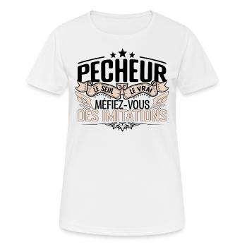 Pêcheur cadeau Pêcheur le vrai Pêcheur - T-shirt respirant Femme - blanc - Devant - AI Model Female 172 dark (172cm)