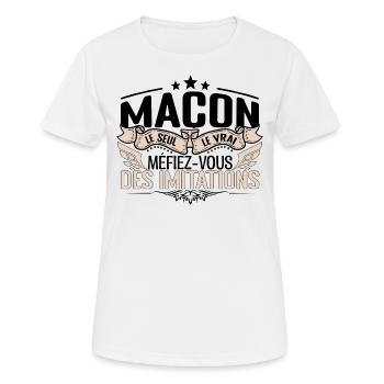 Maçon cadeau Maçon le vrai Maçon - T-shirt respirant Femme - blanc - Devant - AI Model Female 172 dark (172cm)