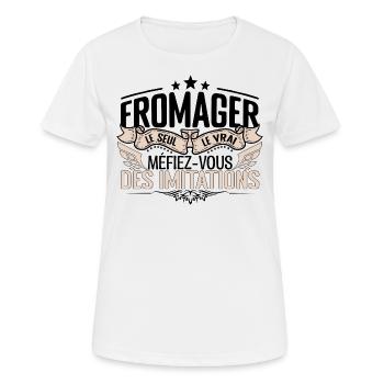 Fromager cadeau Fromager le vrai Fromager - T-shirt respirant Femme - blanc - Devant - AI Model Female 172 dark (172cm)