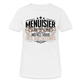 Menuisier cadeau Menuisier le vrai Menuisier - T-shirt respirant Femme - blanc - Devant - AI Model Female 172 dark (172cm)