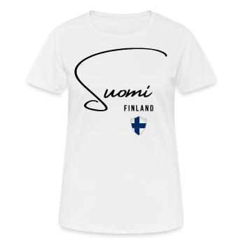 Flagge von Finnland, finnischer Stolz - Frauen T-Shirt atmungsaktiv - Weiß - Vorne - AI Model Female 172 dark (172cm)